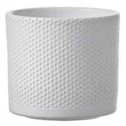 Mica Decorations Plantenpot - Wit - Relief - Keramiek - 13 X 12 Cm