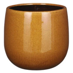 Mica Decorations Plantenpot - Keramiek - Geel Glans - D21/H19 Cm