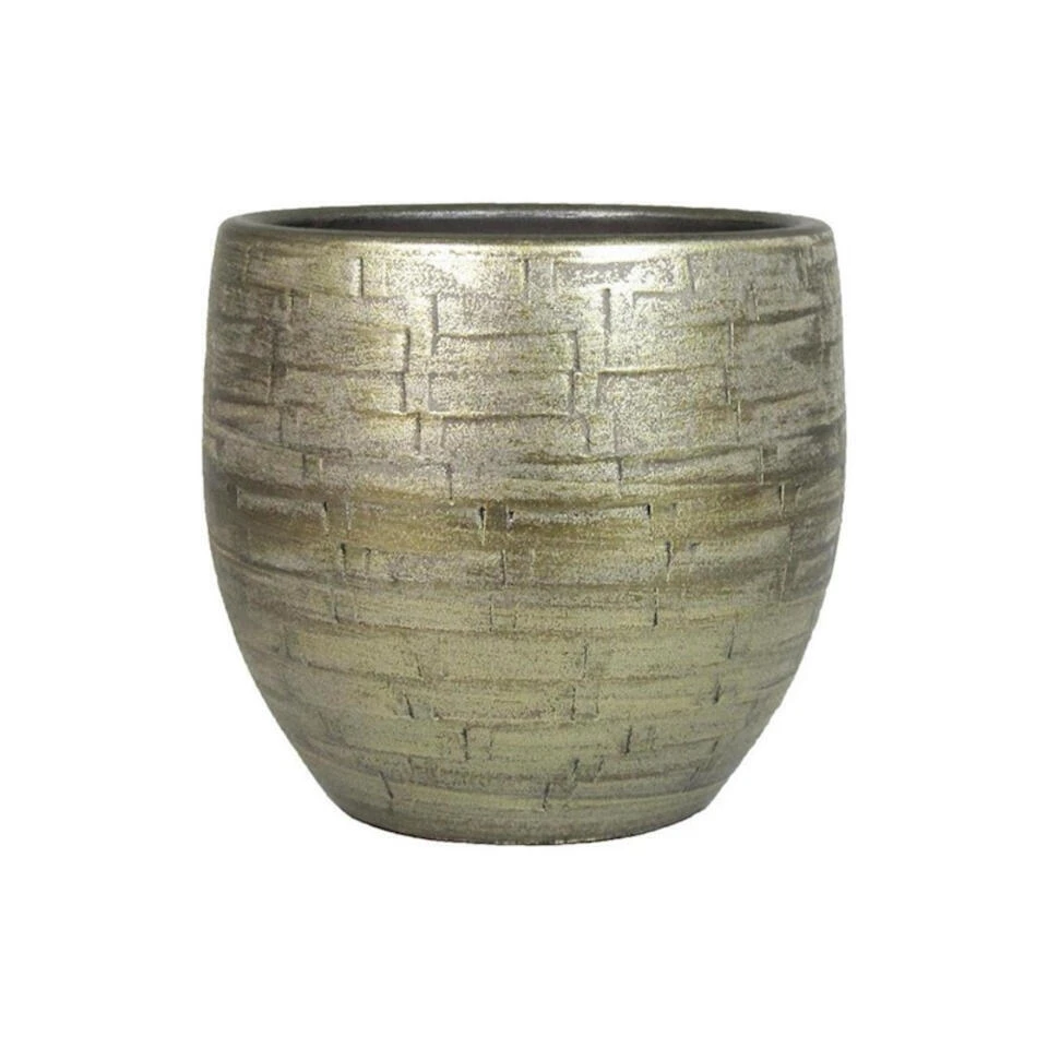 Bela Arte Plantenpot - Keramiek - Goud Glans - D24-H22 Cm 3 Bela Arte Plantenpot - Keramiek - Goud Glans - D24-H22 Cm