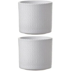 Mica Decorations Plantenpot - Wit - Relief - Keramiek - 13 X 12 Cm -Prospeli Winkel 28816e9055354997aa152c4a8399183b