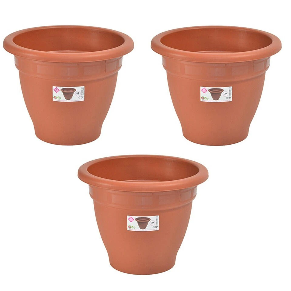 Hega Hogar Plantenpot/bloempot - Kunststof - Terra Cotta - D30 X H23 Cm 5 Hega Hogar Plantenpot/bloempot - Kunststof - Terra Cotta - D30 X H23 Cm - Afbeelding 3