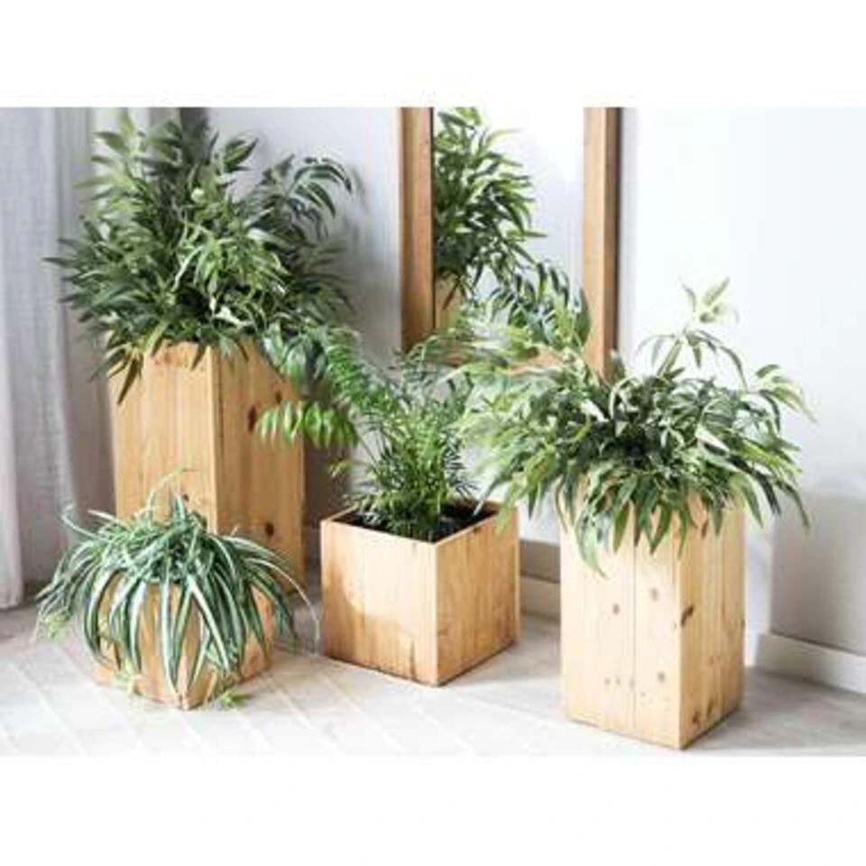 Beliani Plantenbak Voor Buiten SYKIA - Lichte Houtkleur Dennenhout 6 Beliani Plantenbak Voor Buiten SYKIA - Lichte Houtkleur Dennenhout - Afbeelding 4